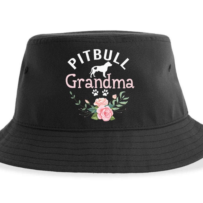 Pitbull Grandma Gifts Wo Mom Dog Lover Sustainable Bucket Hat