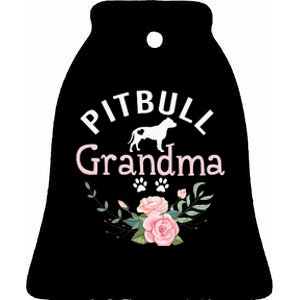 Pitbull Grandma Gifts Wo Mom Dog Lover Ceramic Bell Ornament