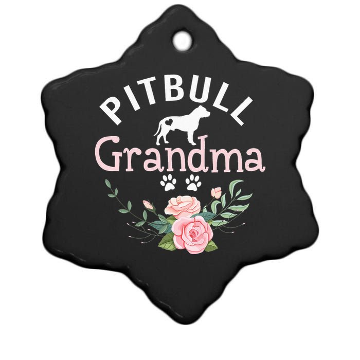 Pitbull Grandma Gifts Wo Mom Dog Lover Ceramic Star Ornament