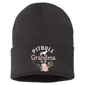 Pitbull Grandma Gifts Wo Mom Dog Lover Sustainable Knit Beanie