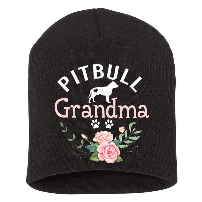 Pitbull Grandma Gifts Wo Mom Dog Lover Short Acrylic Beanie