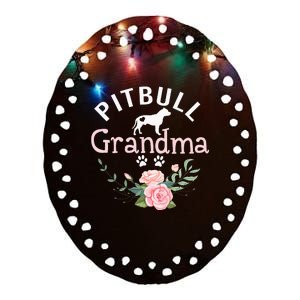 Pitbull Grandma Gifts Wo Mom Dog Lover Ceramic Oval Ornament