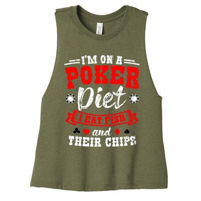 Poker Gambling Gambler Casino Card Hand Bluff Fold Gift Women's Racerback Cropped Tank