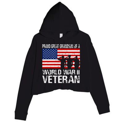 Proud Great Grandson of a WW II Veteran Family Matching Vet Crop Fleece Hoodie