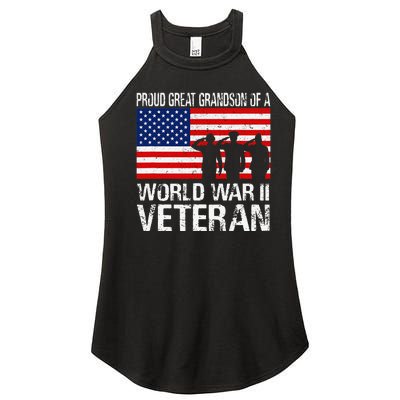 Proud Great Grandson of a WW II Veteran Family Matching Vet Women’s Perfect Tri Rocker Tank