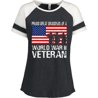 Proud Great Grandson of a WW II Veteran Family Matching Vet Enza Ladies Jersey Colorblock Tee