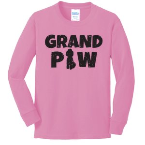 Poodle Grandpa Grand Paw T Dog Puppy Lovers Grandpaw Kids Long Sleeve Shirt