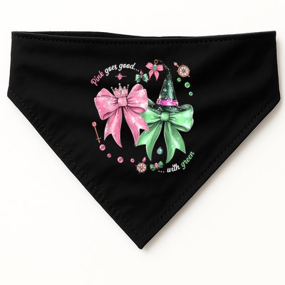 Pink Goes Good With Green Funny Halloween Witch USA-Made Doggie Bandana