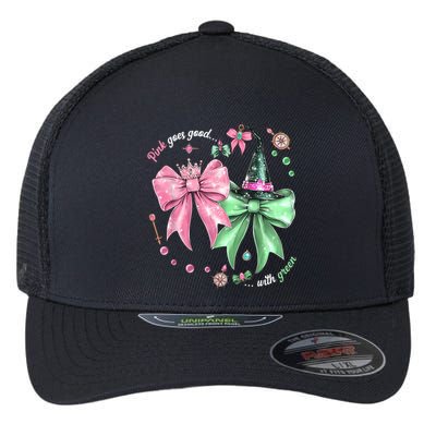Pink Goes Good With Green Funny Halloween Witch Flexfit Unipanel Trucker Cap