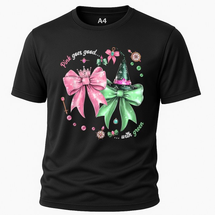 Pink Goes Good With Green Funny Halloween Witch Cooling Performance Crew T-Shirt