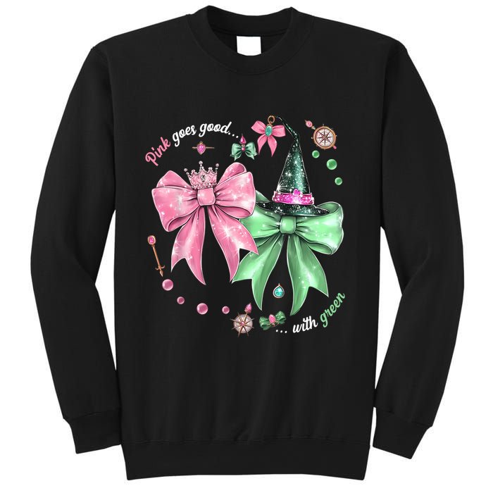 Pink Goes Good With Green Funny Halloween Witch Sweatshirt