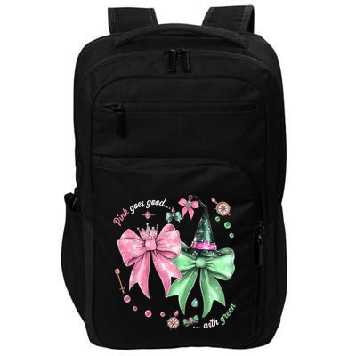Pink Goes Good With Green Funny Halloween Witch Impact Tech Backpack