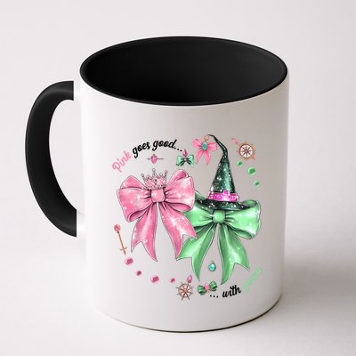 Pink Goes Good With Green Funny Halloween Witch Mug