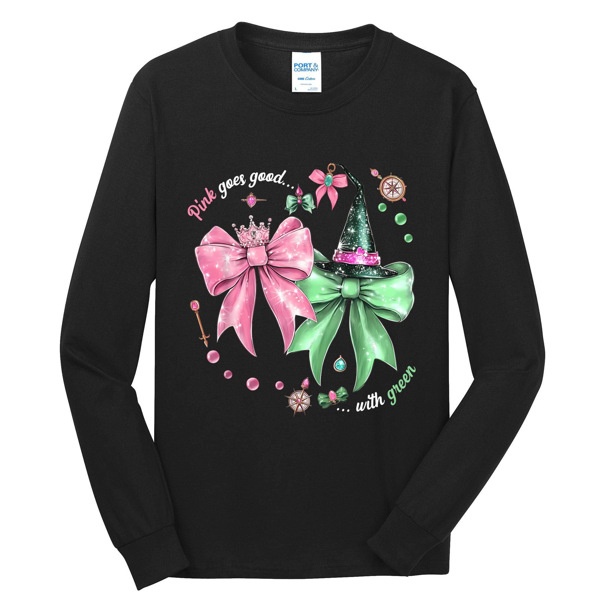 Pink Goes Good With Green Funny Halloween Witch Tall Long Sleeve T-Shirt