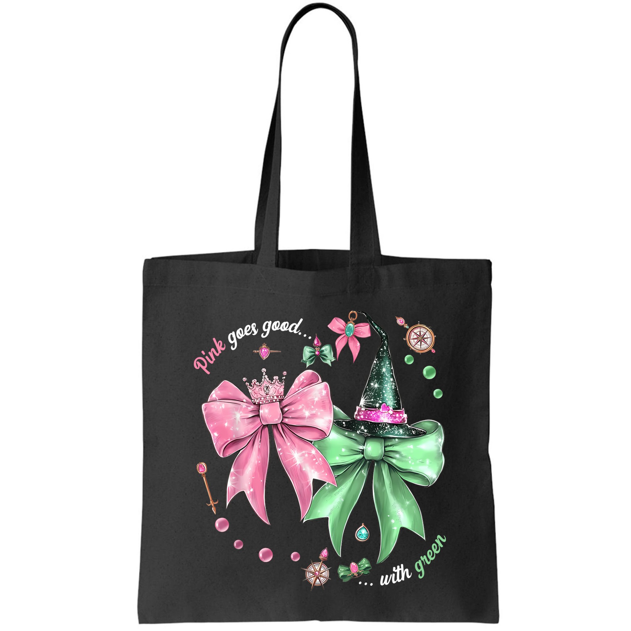 Pink Goes Good With Green Funny Halloween Witch Bag
