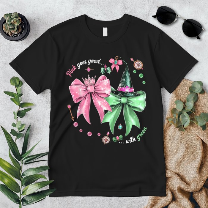 Pink Goes Good With Green Funny Halloween Witch Premium T-Shirt