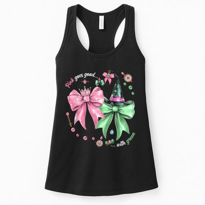 Pink Goes Good With Green Funny Halloween Witch Womens Tank Top