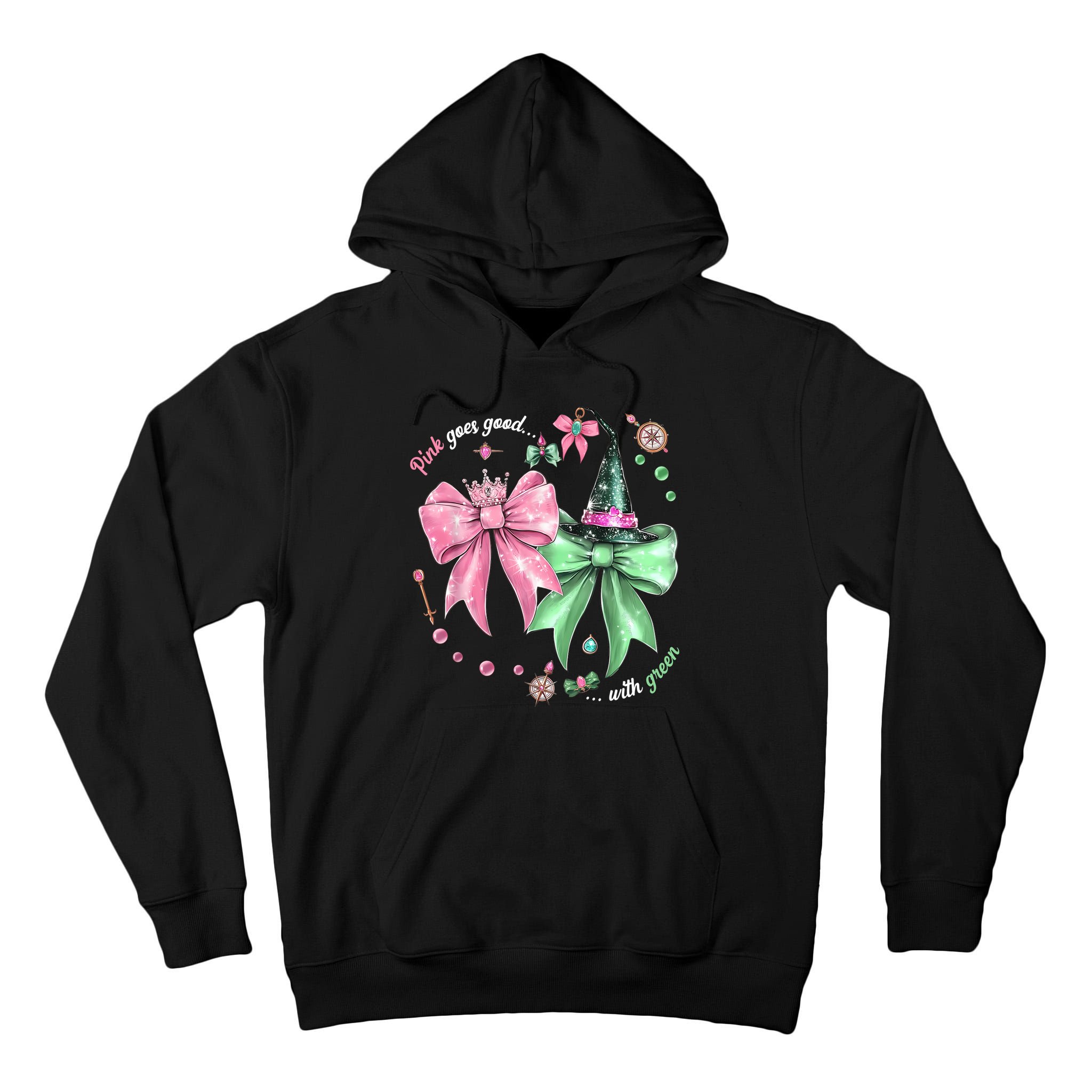 Pink Goes Good With Green Funny Halloween Witch Tall Hoodie