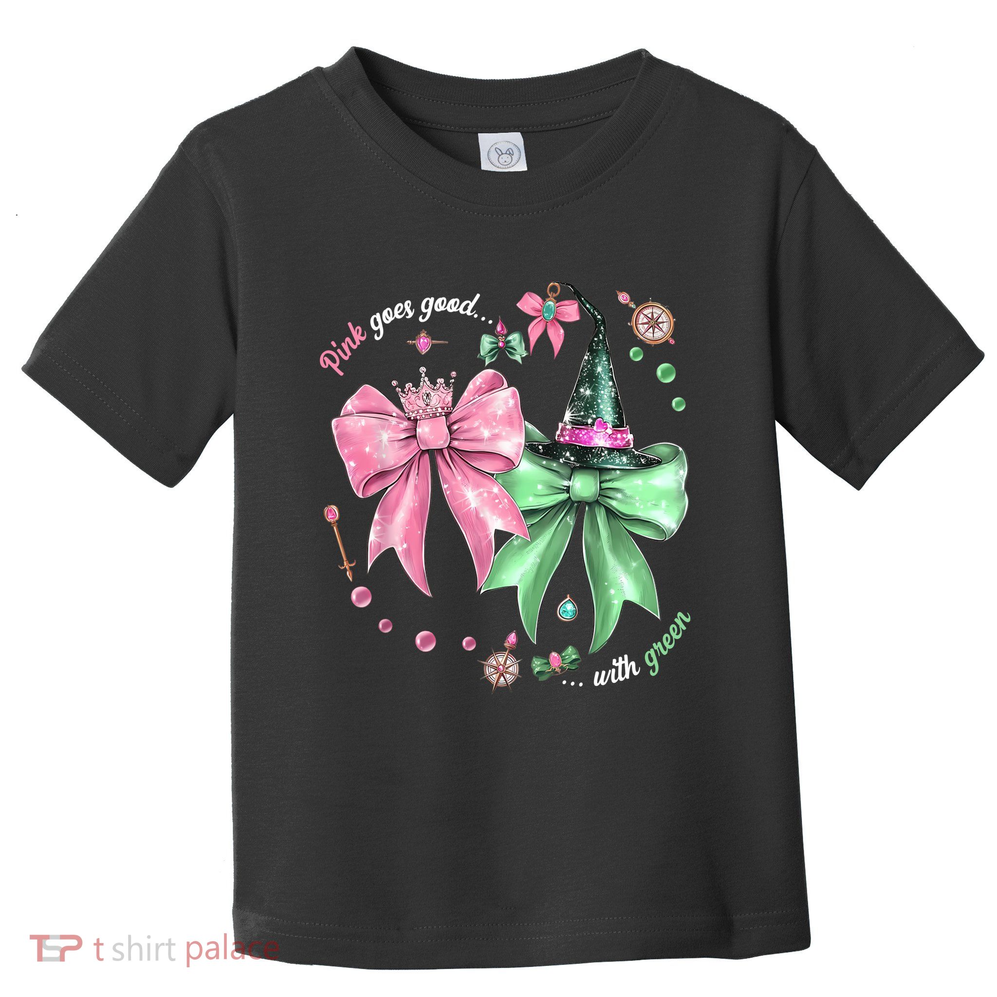Pink Goes Good With Green Funny Halloween Witch Toddler T-Shirt