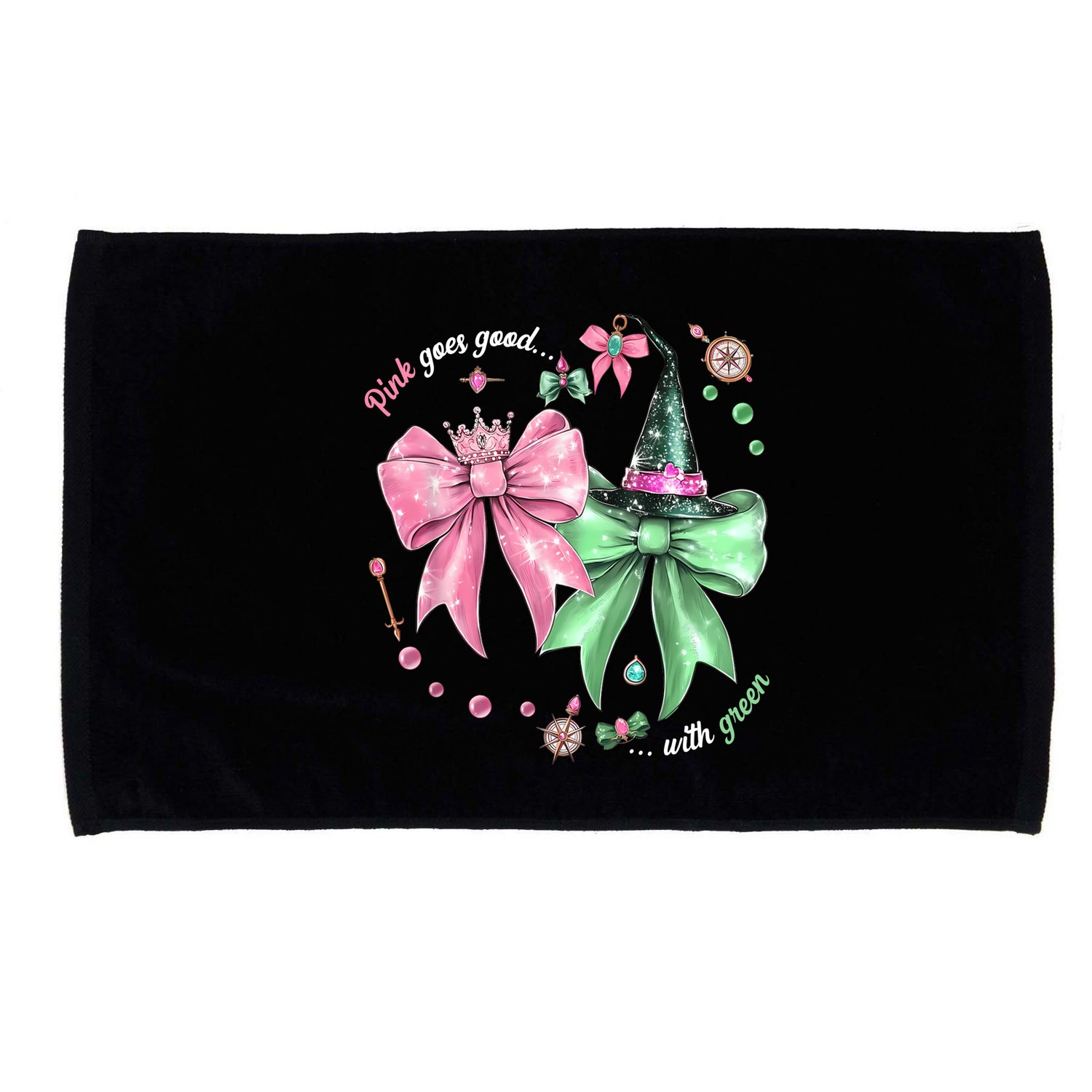 Pink Goes Good With Green Funny Halloween Witch Microfiber Hand Towel