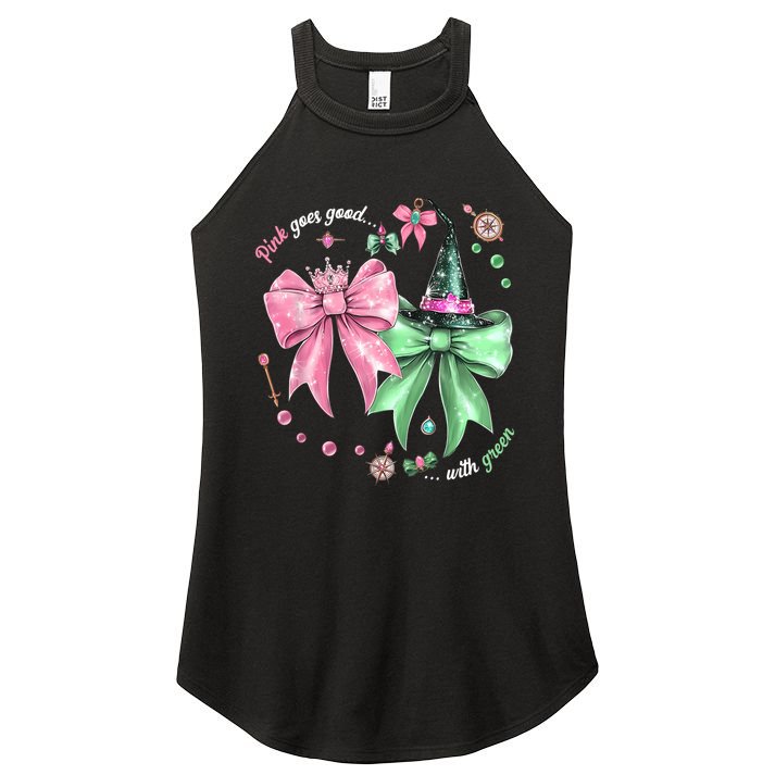 Pink Goes Good With Green Funny Halloween Witch Women's Perfect Tri Rocker Tank