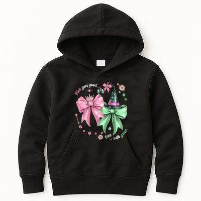 Pink Goes Good With Green Funny Halloween Witch Kids Hoodie