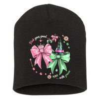 Pink Goes Good With Green Funny Halloween Witch Short Acrylic Beanie
