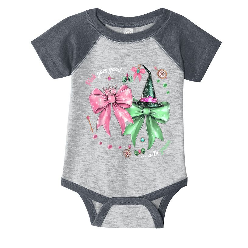 Pink Goes Good With Green Funny Halloween Witch Infant Baby Jersey Bodysuit