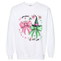Pink Goes Good With Green Funny Halloween Witch Garment-Dyed Sweatshirt
