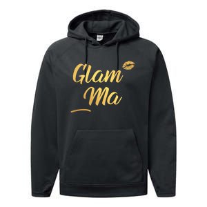 Perfect Glamma Glamma Granny Grandma Gold Kiss Present Gift Performance Fleece Hoodie