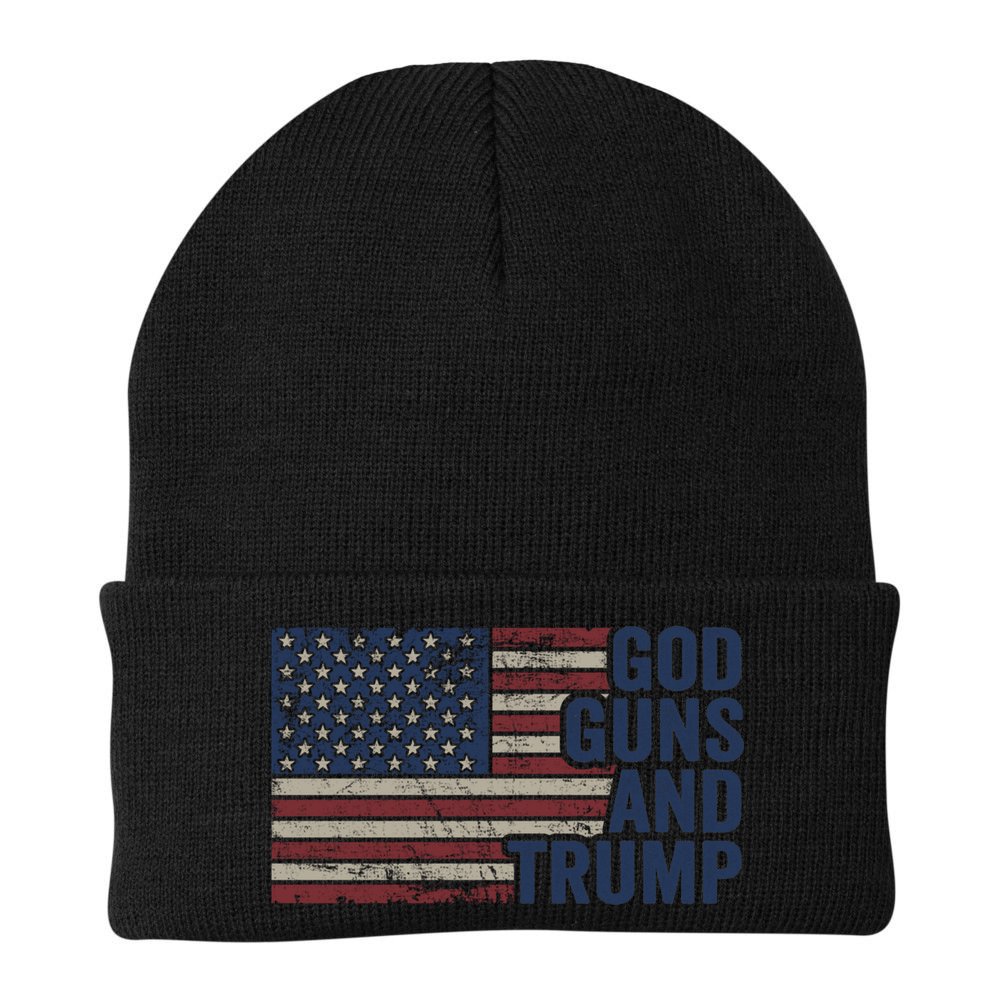 Pro God Gun Funny God Guns And Trump Beanie