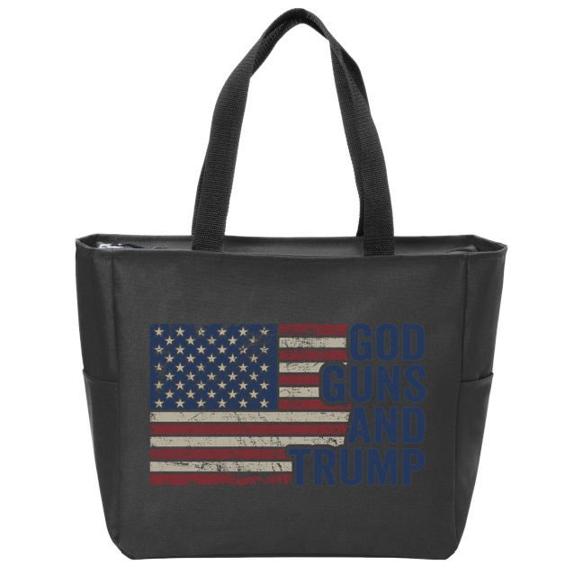 Pro God Gun Funny God Guns And Trump Zip Tote Bag