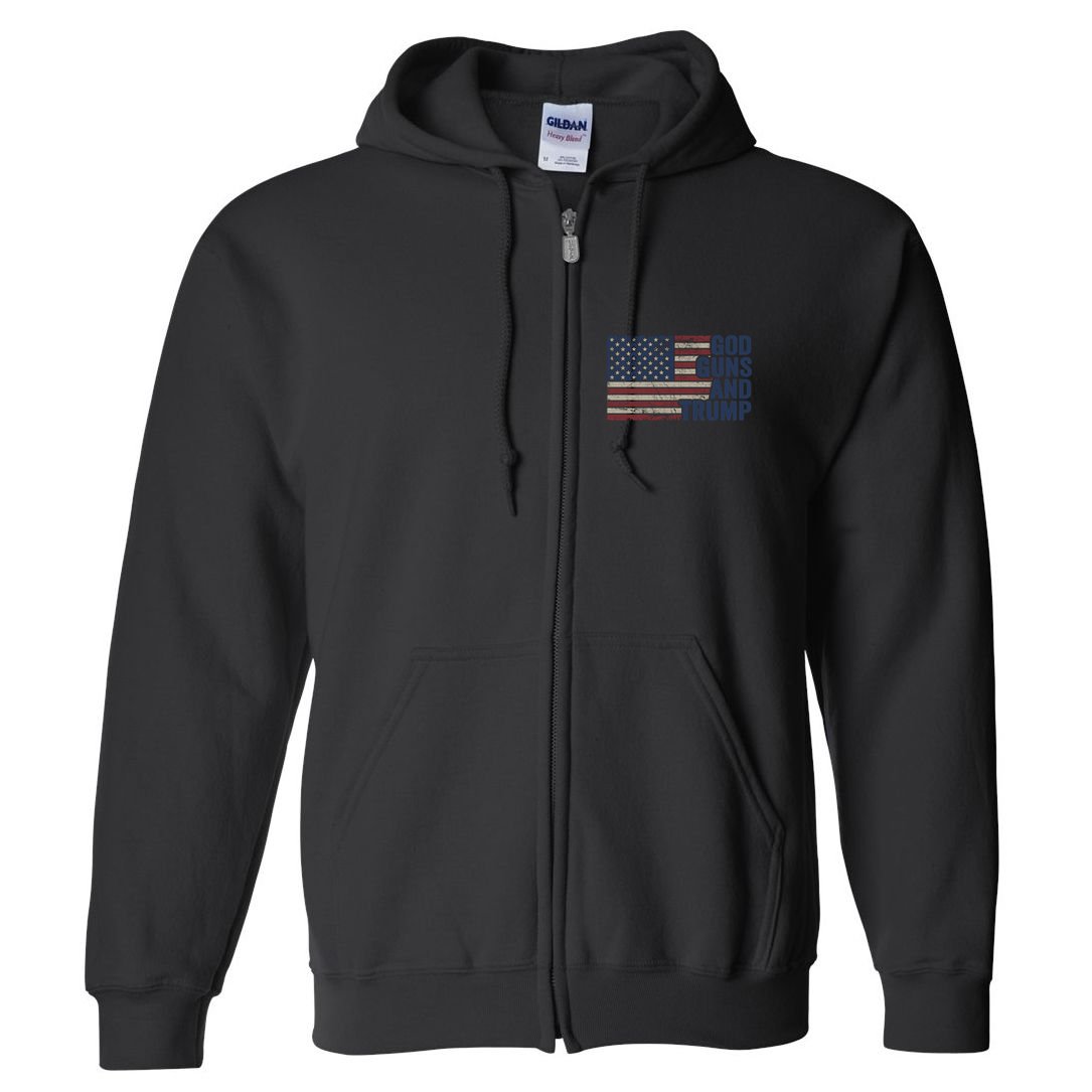 Pro God Gun Funny God Guns And Trump Full Zip Hoodie