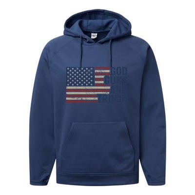 Pro God Gun Funny God Guns And Trump Performance Fleece Hoodie