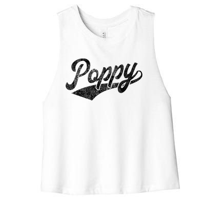 Poppy Gift Grandpa Dad Birthday Fathers Day Funny Humor Gift Women's Racerback Cropped Tank