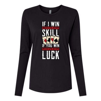 Poker Gambling Gambler Casino Card Game Hand Bluff Fold Womens Cotton Relaxed Long Sleeve T-Shirt