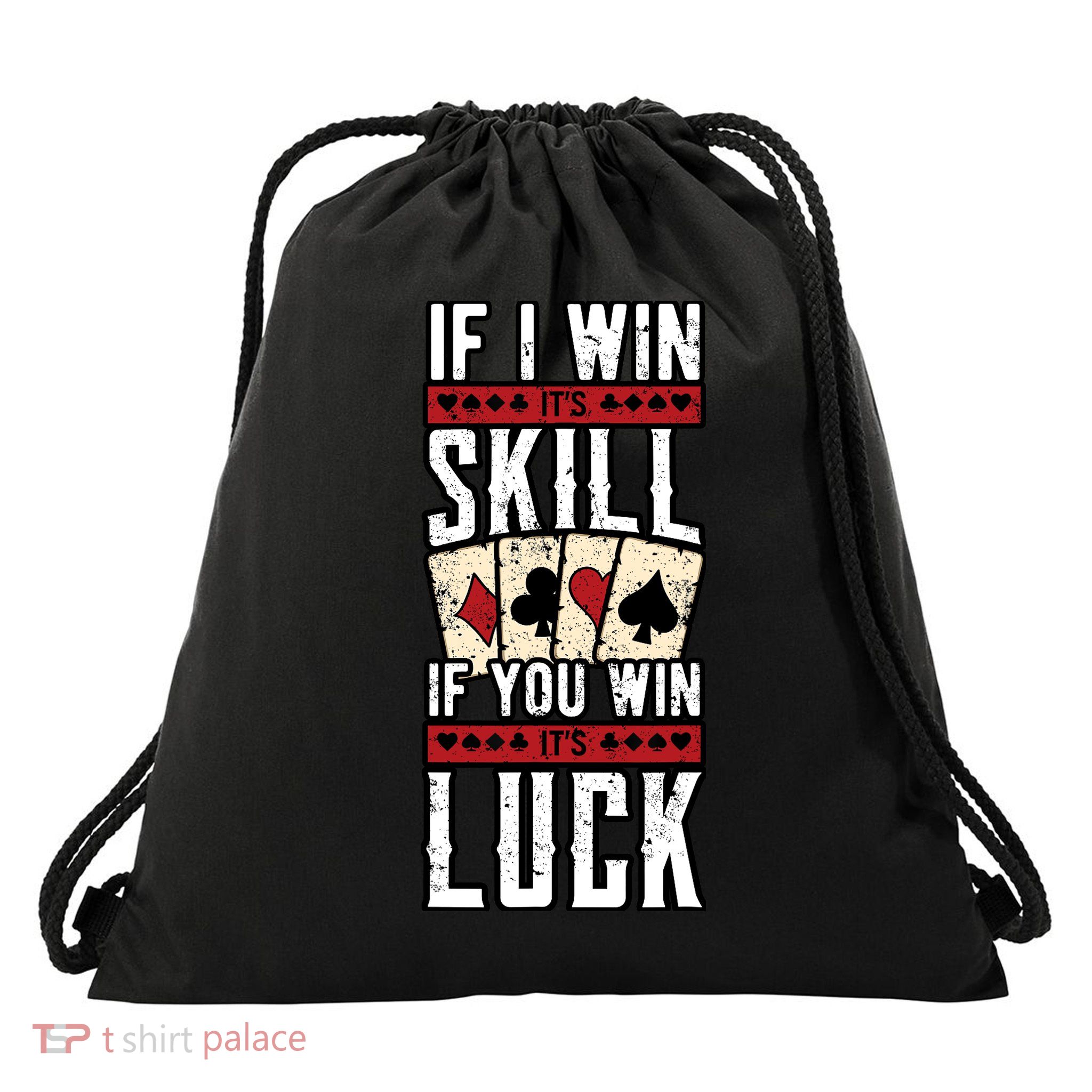 Poker Gambling Gambler Casino Card Game Hand Bluff Fold Drawstring Bag