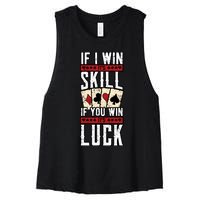 Poker Gambling Gambler Casino Card Game Hand Bluff Fold Women's Racerback Cropped Tank