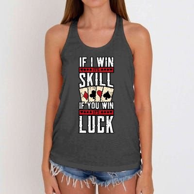 Poker Gambling Gambler Casino Card Game Hand Bluff Fold Women's Knotted Racerback Tank