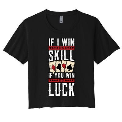 Poker Gambling Gambler Casino Card Game Hand Bluff Fold Women's Crop Top Tee