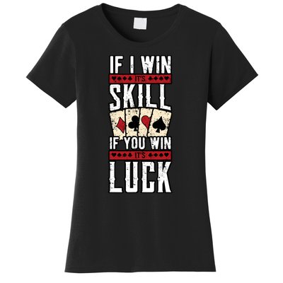 Poker Gambling Gambler Casino Card Game Hand Bluff Fold Women's T-Shirt