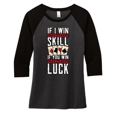 Poker Gambling Gambler Casino Card Game Hand Bluff Fold Women's Tri-Blend 3/4-Sleeve Raglan Shirt