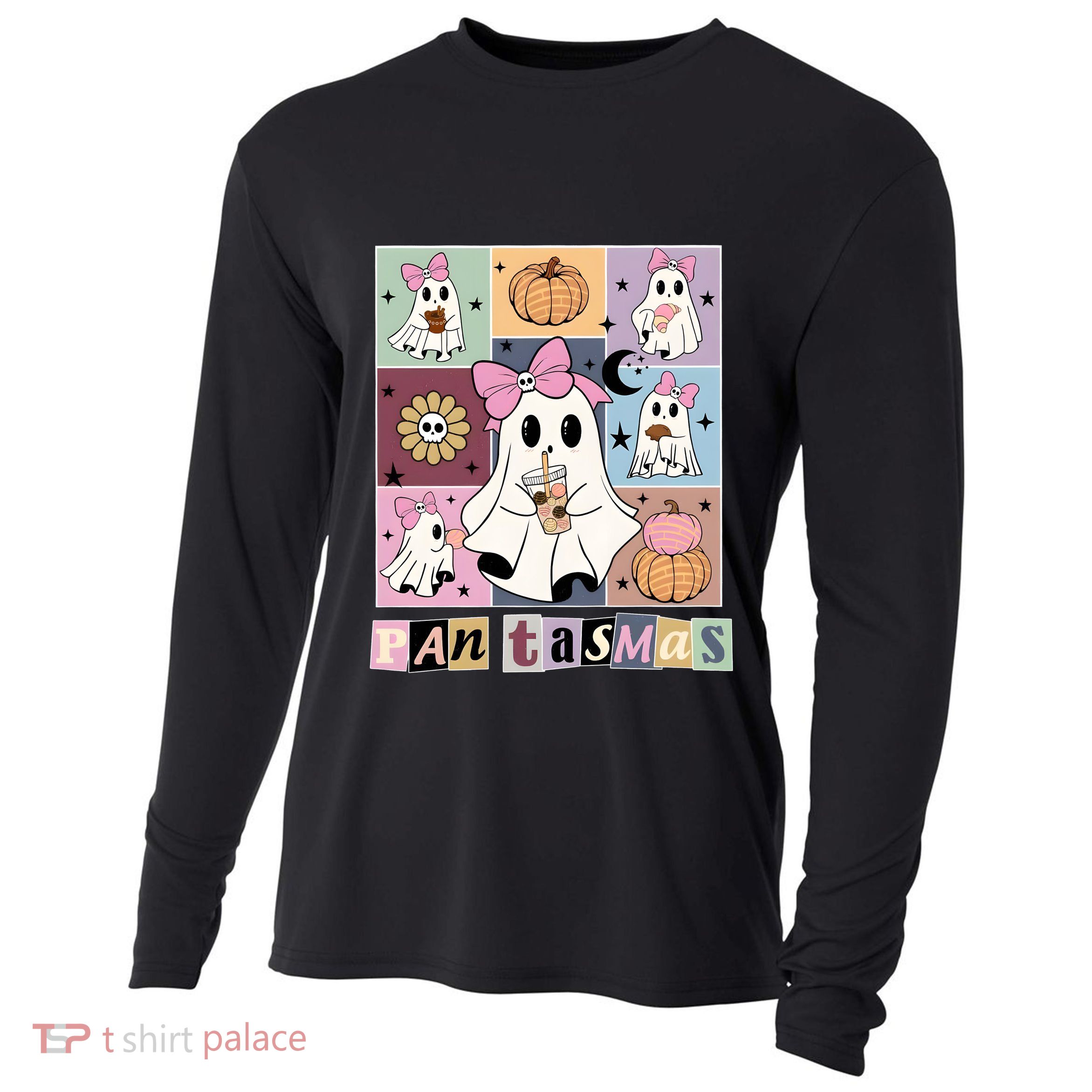 Pantasmas Ghost Ghoul Cute Halloween Cooling Performance Long Sleeve Crew
