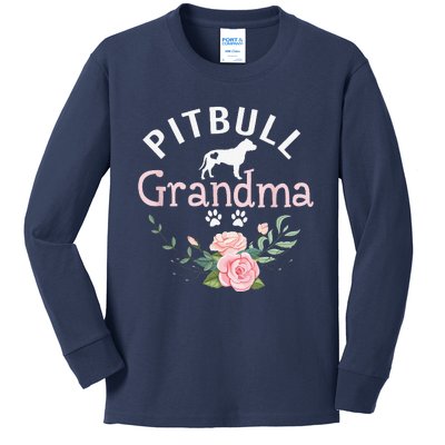 Pitbull Grandma Gifts Funny Mom Pitbull Dog Lover Christmas Kids Long Sleeve Shirt