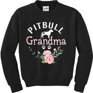 Pitbull Grandma Gifts Womens Mom Pitbull Dog Lover Christmas Kids Sweatshirt