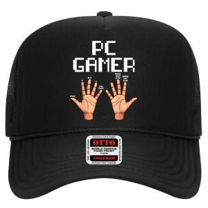 Pc Gamer Hands Funny Computer Video Gaming Lovers Gag Outfit High Crown Mesh Back Trucker Hat