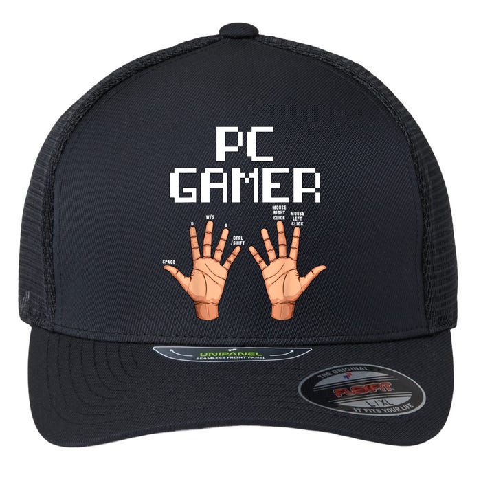 Pc Gamer Hands Funny Computer Video Gaming Lovers Gag Outfit Flexfit Unipanel Trucker Cap