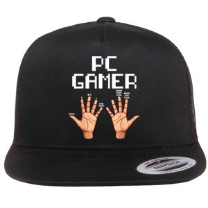 Pc Gamer Hands Funny Computer Video Gaming Lovers Gag Outfit Flat Bill Trucker Hat