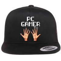 Pc Gamer Hands Funny Computer Video Gaming Lovers Gag Outfit Flat Bill Trucker Hat