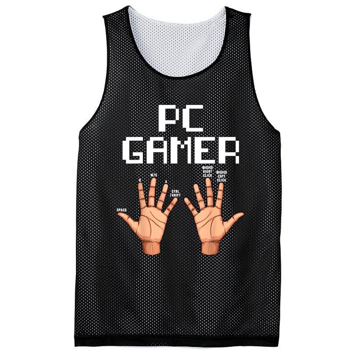 Pc Gamer Hands Funny Computer Video Gaming Lovers Gag Outfit Mesh Reversible Basketball Jersey Tank